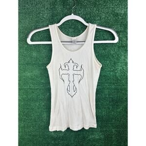 American Apparel Classic Girl Women's S Off White Ribbed Tank Top Count's Kustom